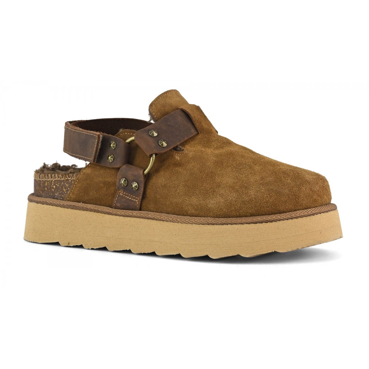 Sabot platform con cinturino in pelle