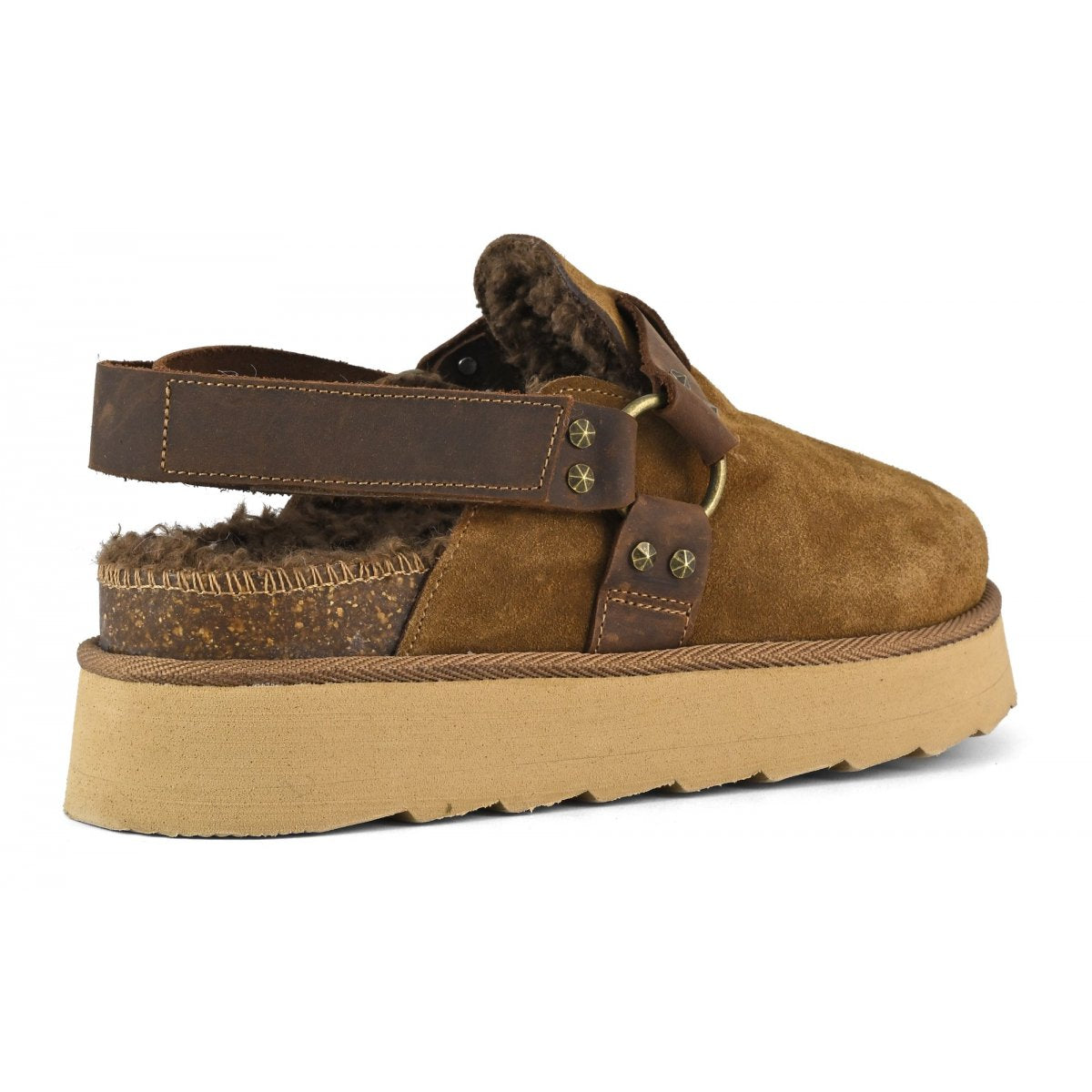 Sabot platform con cinturino in pelle