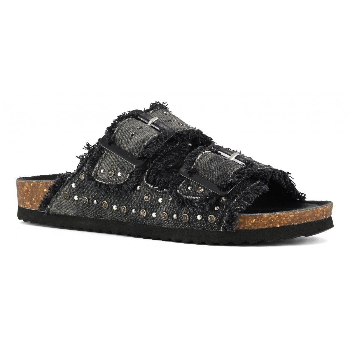 Sandalo denim e strass