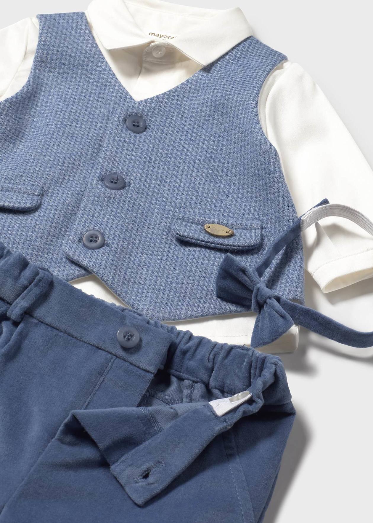 Completo camicia con papillon e pantalone neonato