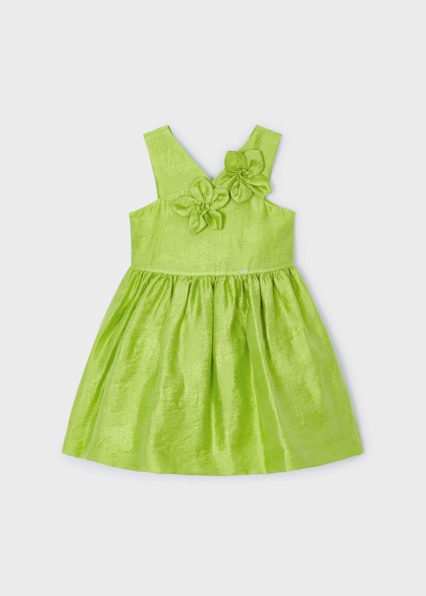 Abito fiori in rilievo lino bambina