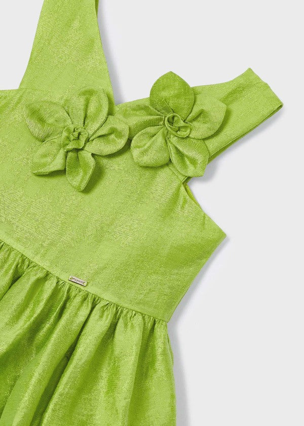 Abito fiori in rilievo lino bambina