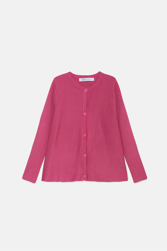 Cardigana maglia evasé rosa per bambina