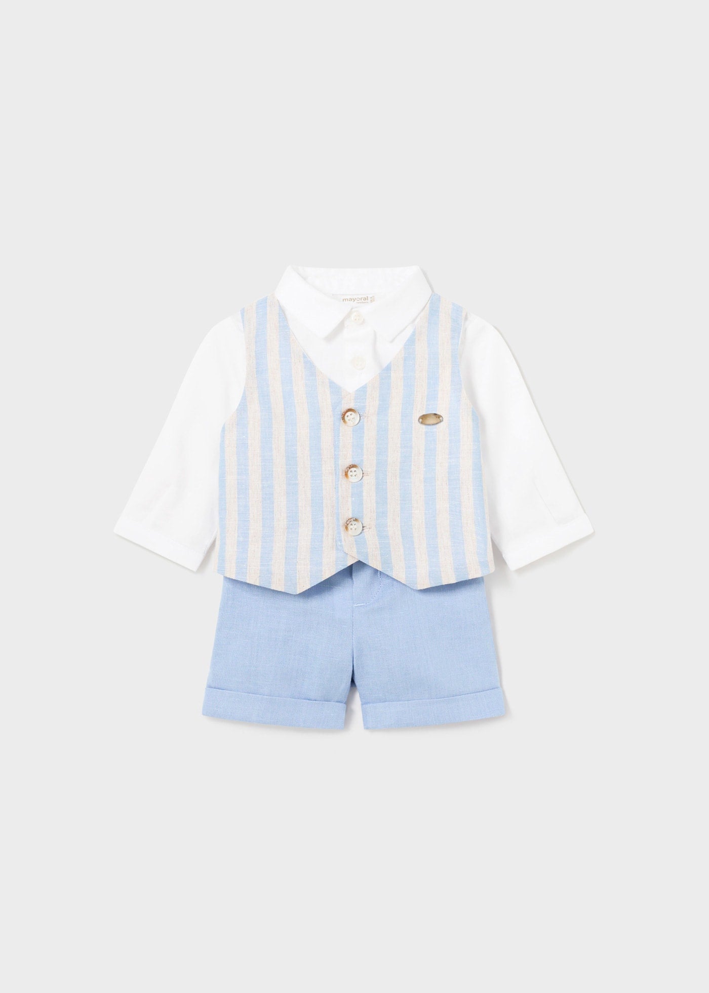 Completo 2 pezzi gilet lino neonato