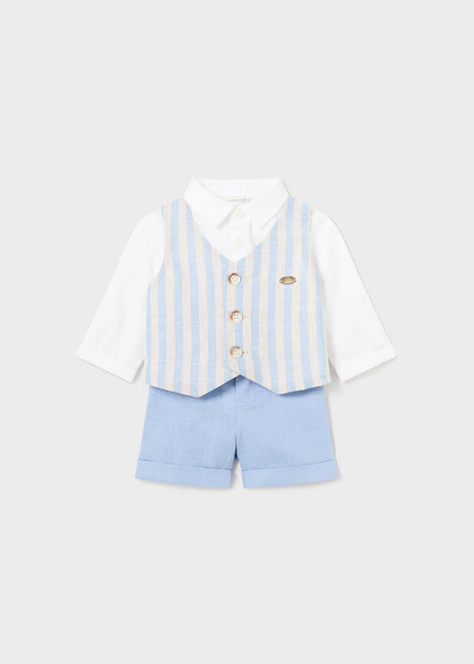 Completo 2 pezzi gilet lino neonato
