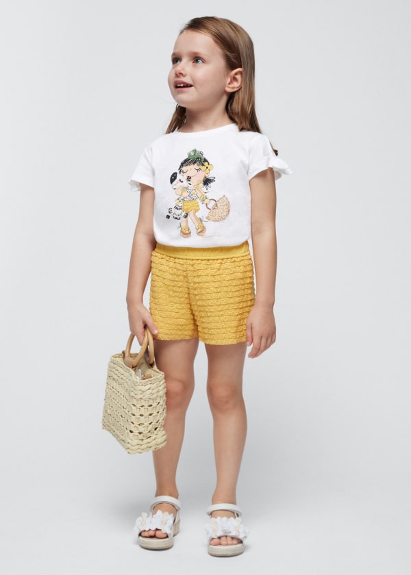 Completo 2 pezzi pantaloncino volant bambina
