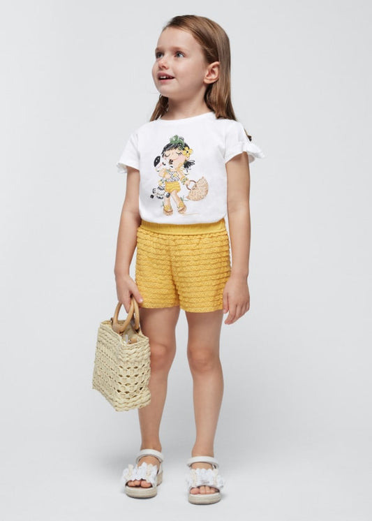 Completo 2 pezzi pantaloncino volant bambina