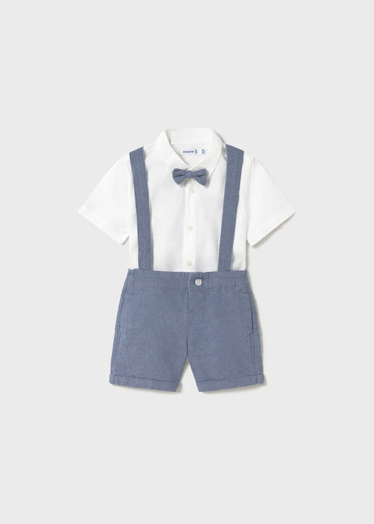 Completo con bermuda e camicia con papillon bimbo