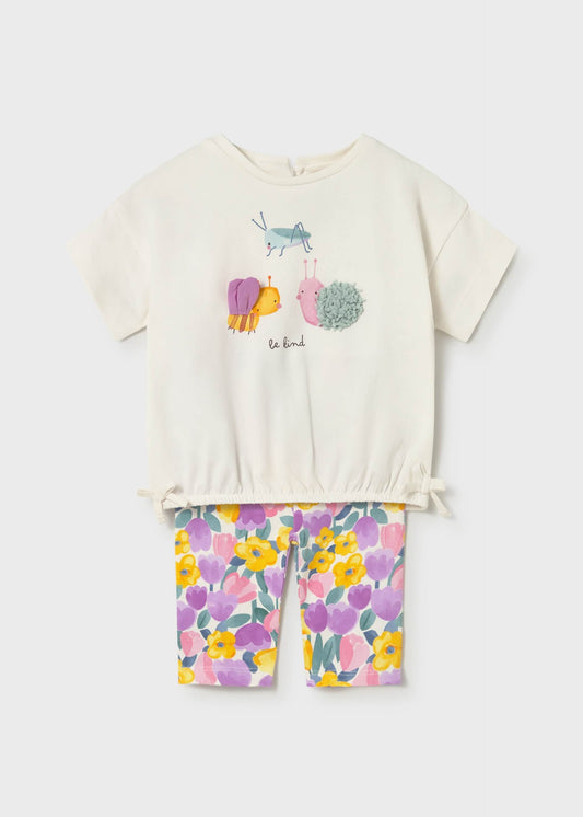 Completo leggings stampato e maglietta neonata