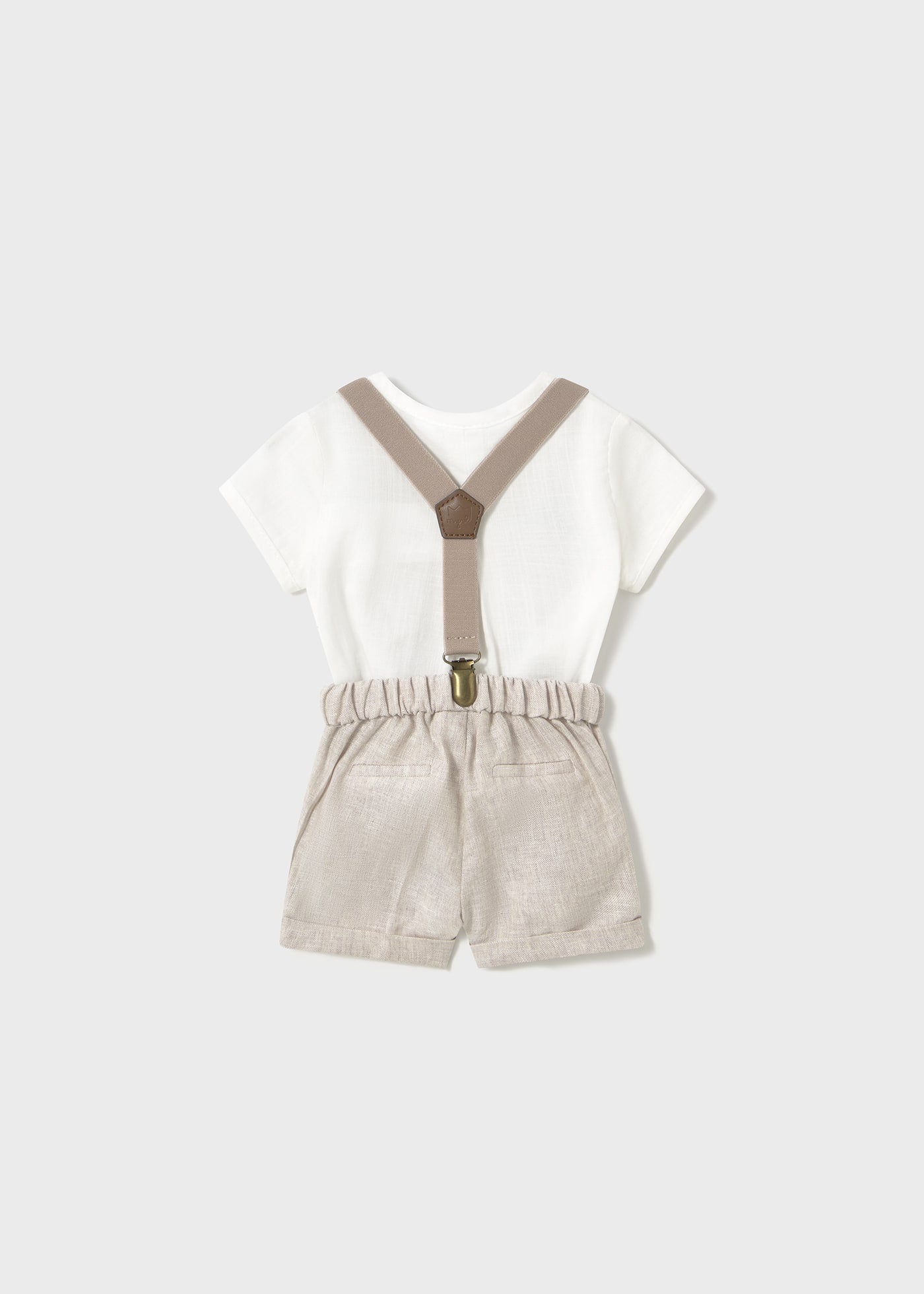 Completo pantaloncino bretelle e camicia neonato