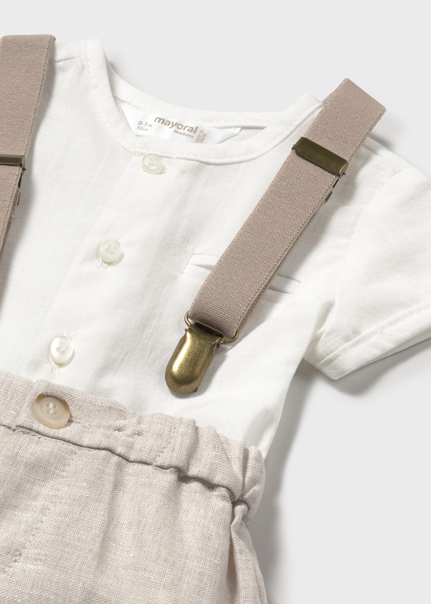 Completo pantaloncino bretelle e camicia neonato