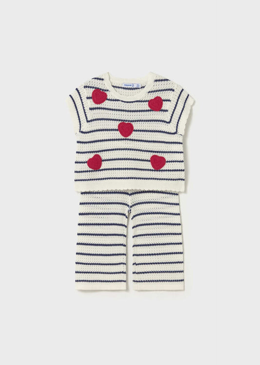 Completo pantalone maglietta cuori neonata