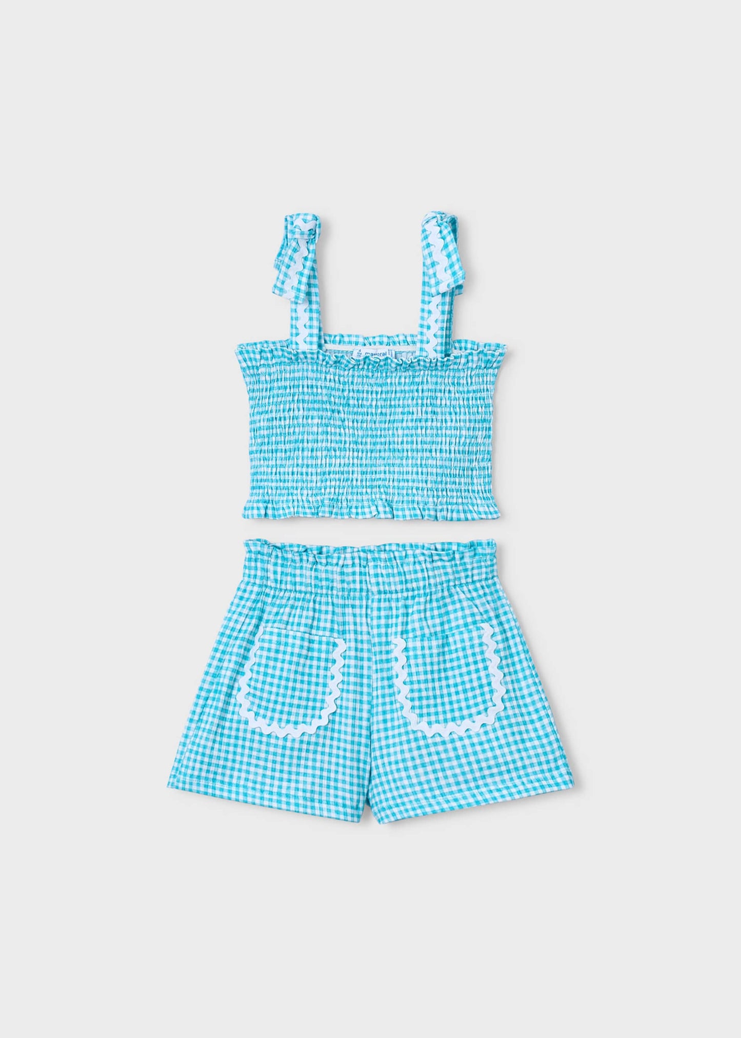 Completo shorts e top nido d'ape bambina