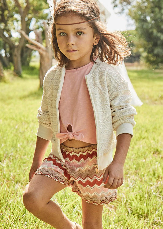Completo shorts zigzag e maglietta bambina