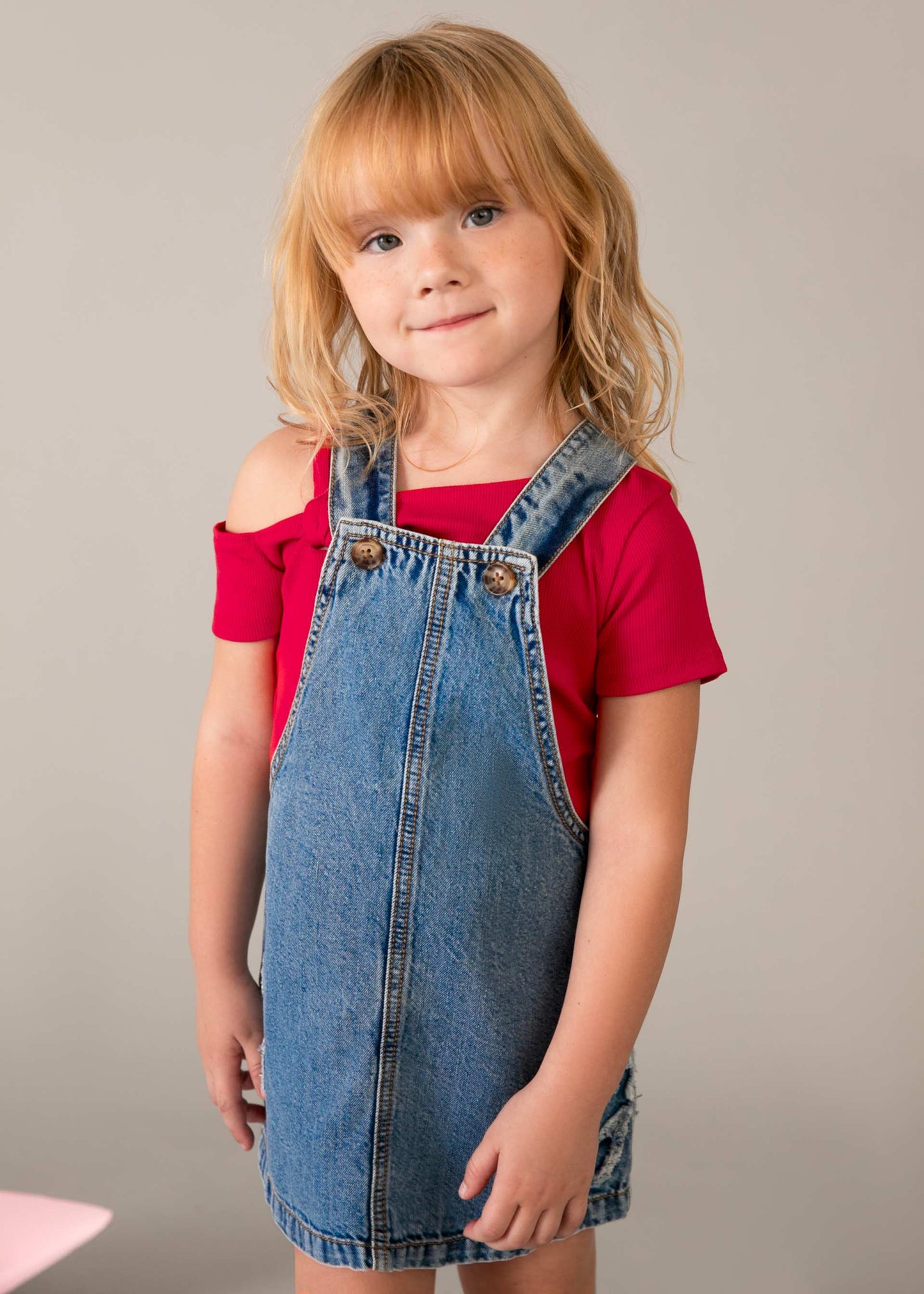 Gonna salopette jeans morbida bambina