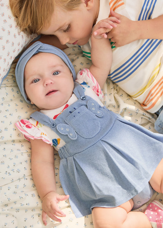 Pagliaccetto con fascia abbinata Better Cotton neonata