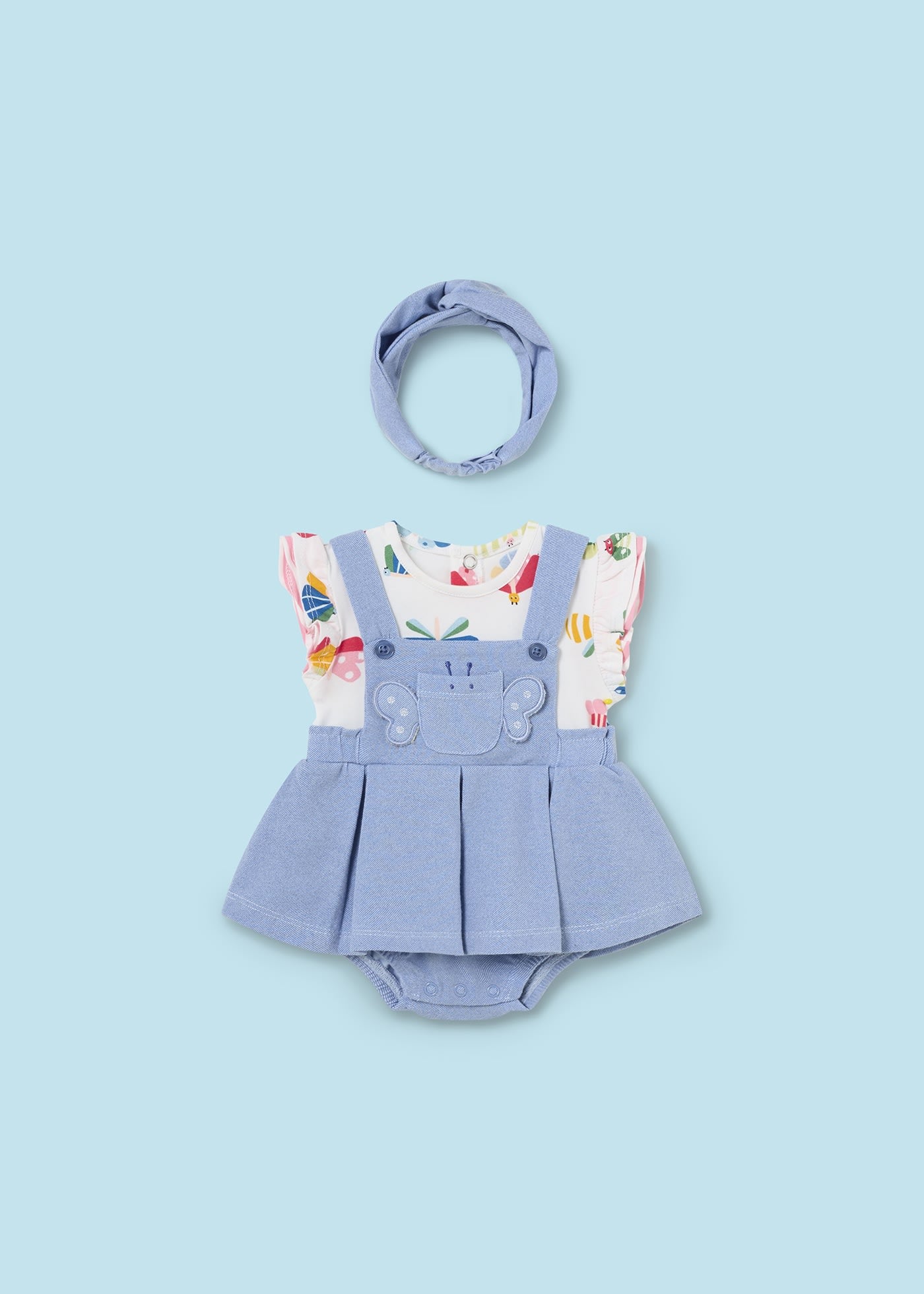Pagliaccetto con fascia abbinata Better Cotton neonata