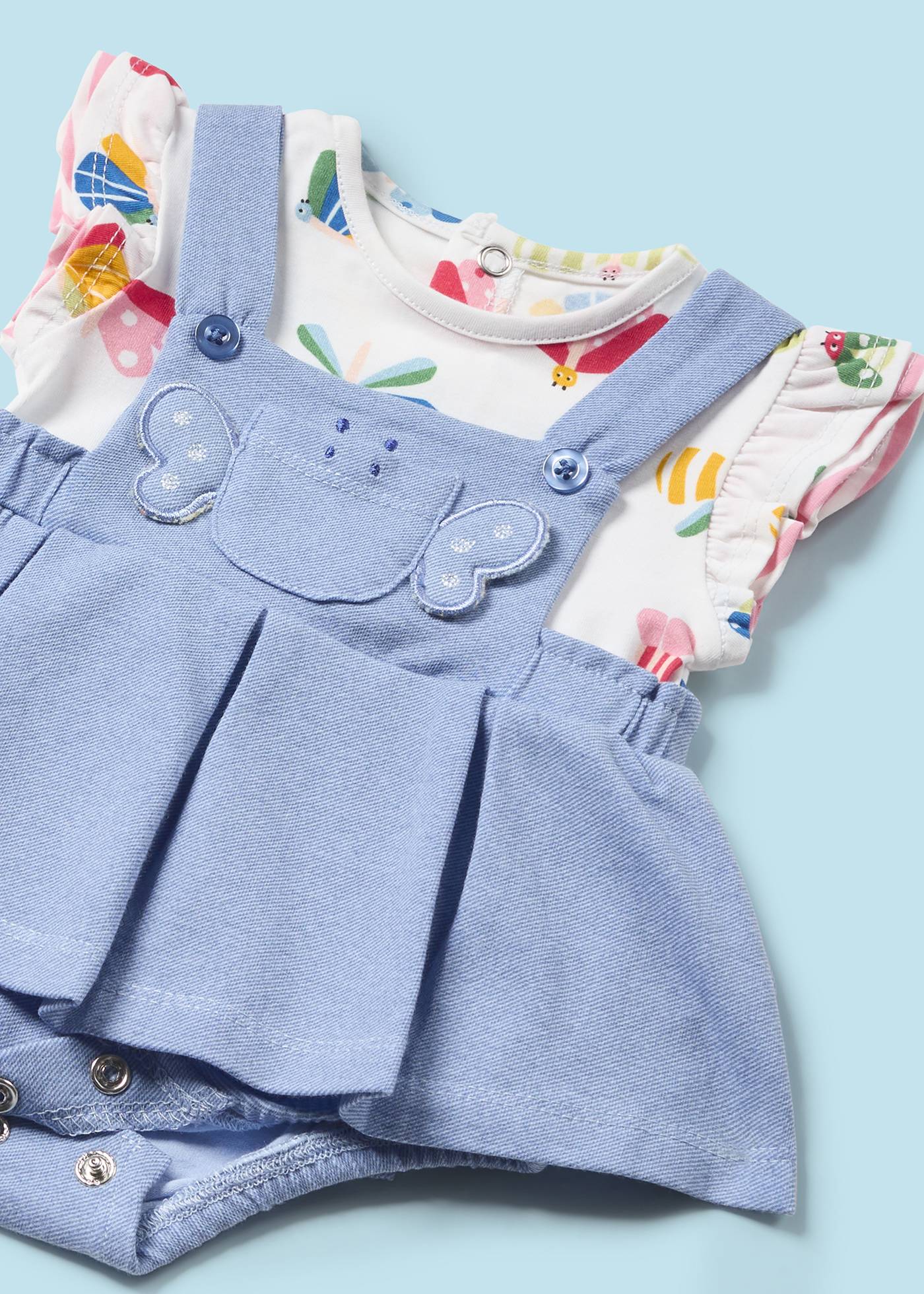 Pagliaccetto con fascia abbinata Better Cotton neonata
