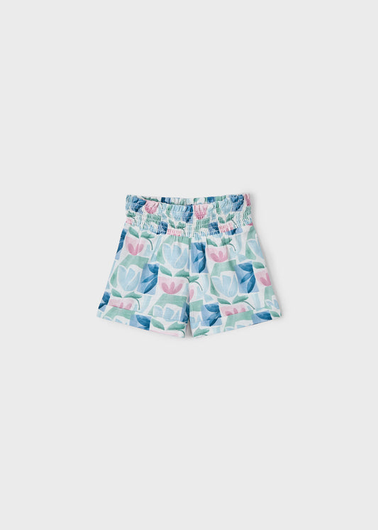 Pantaloncino fiori geometrico bambina