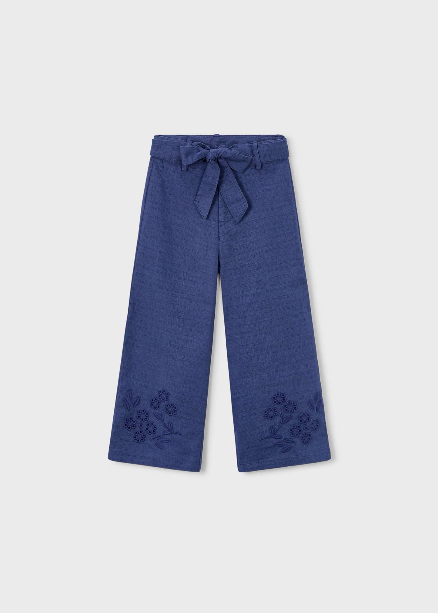 Pantalone ricamato lino bambina