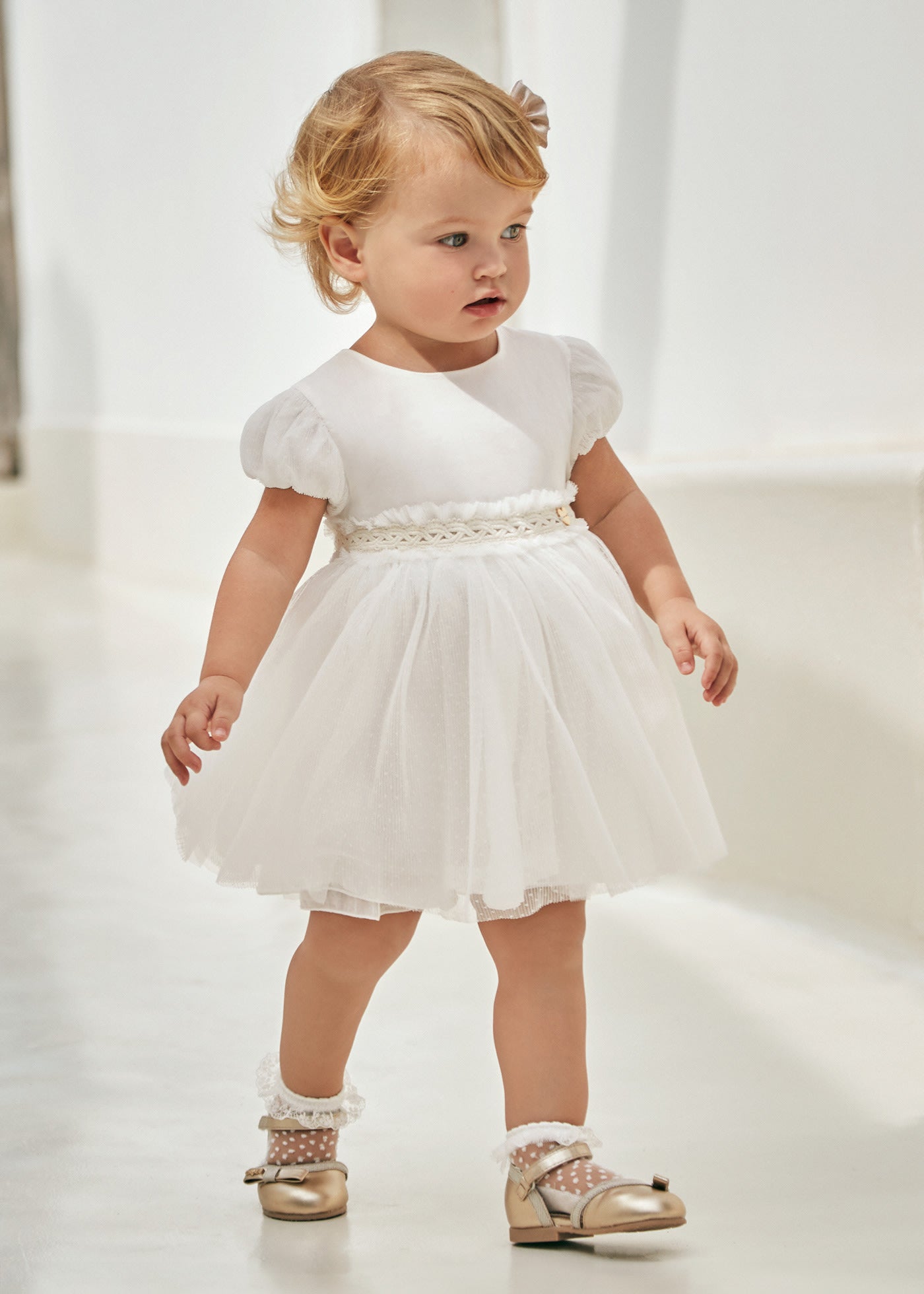 Vestito combinato tulle plissettato bimba