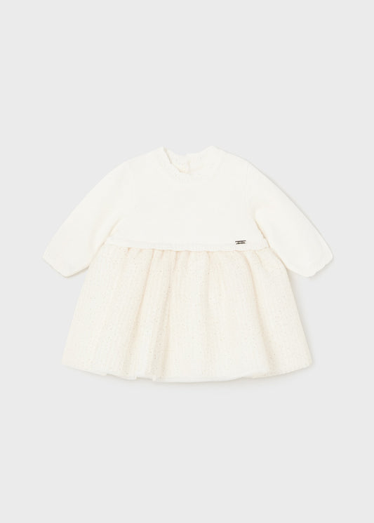 Vestito combined tricot e tulle neonata