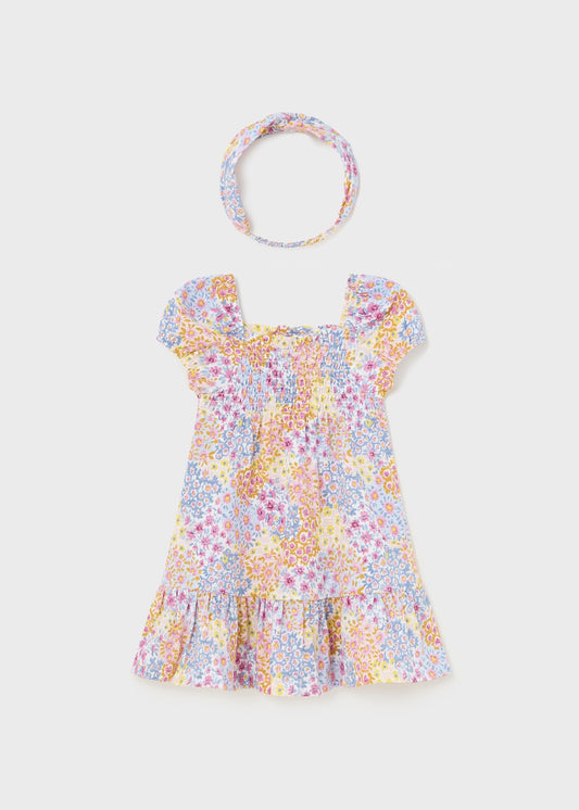 Vestito stampato con fascia bimba