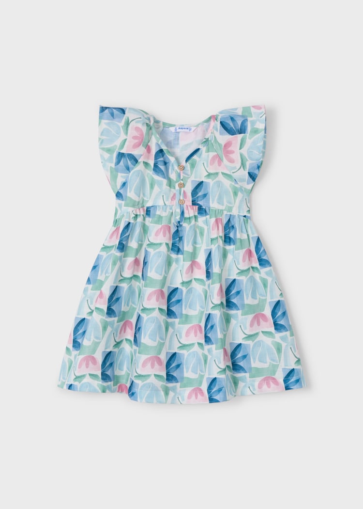 Vestito stampato fiori geometrici bambina