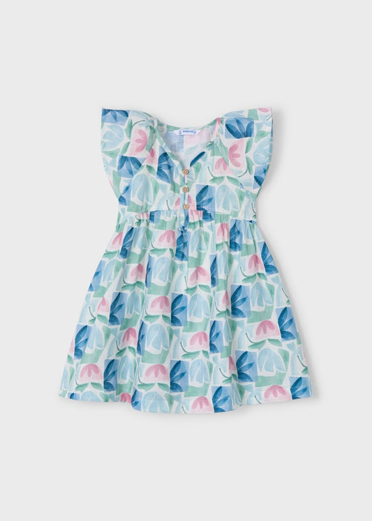 Vestito stampato fiori geometrici bambina