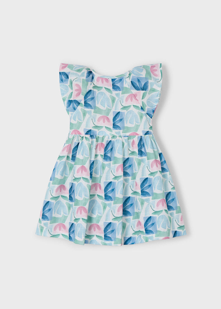 Vestito stampato fiori geometrici bambina