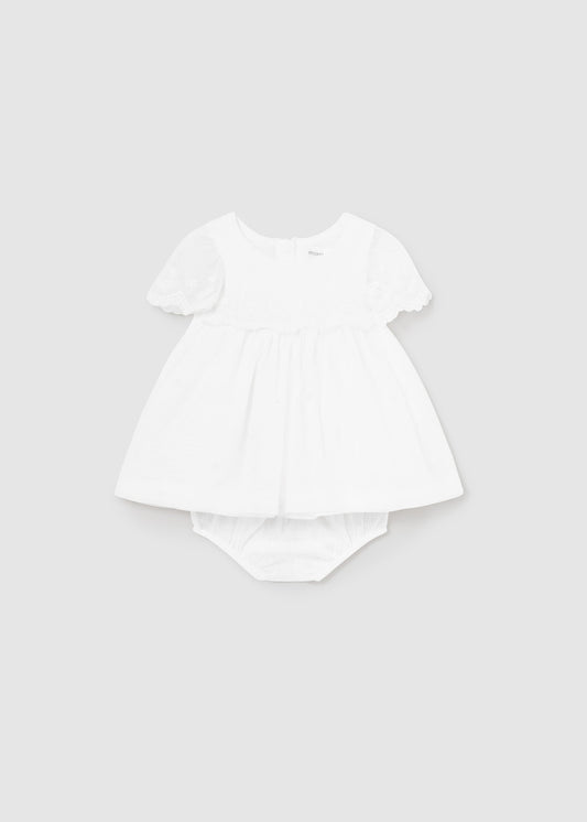 Vestito tulle ricamato con copri pannolino neonata