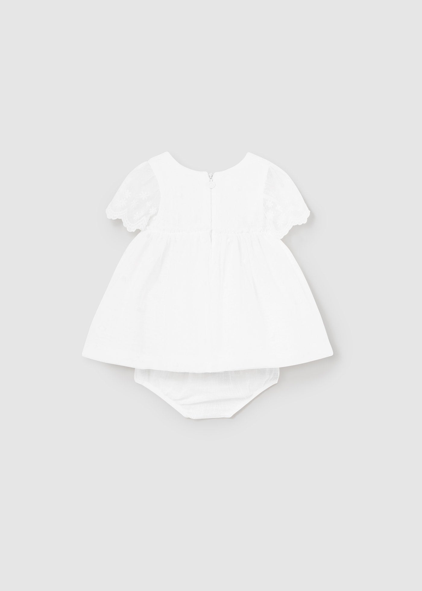Vestito tulle ricamato con copri pannolino neonata
