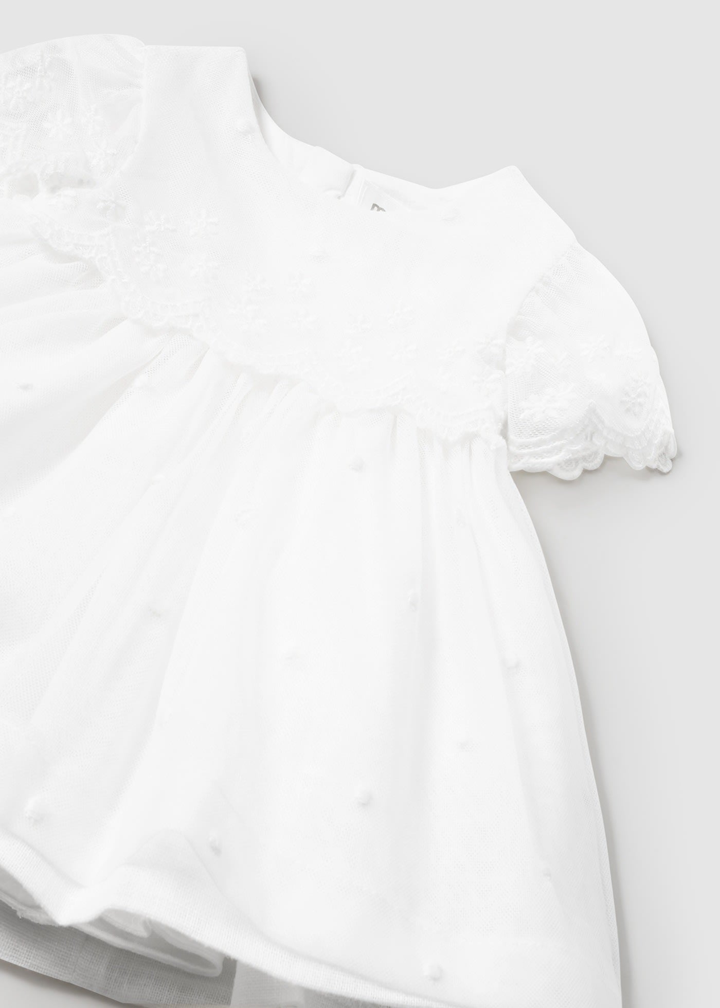 Vestito tulle ricamato con copri pannolino neonata